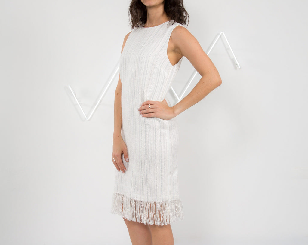 Elizabeth Tweed Dress (White/Silver)2