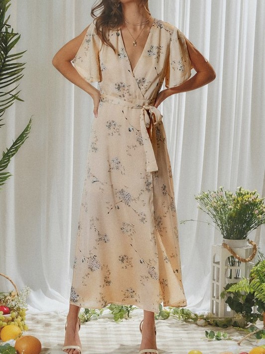 Monica Satin Dress (Blush Floral)