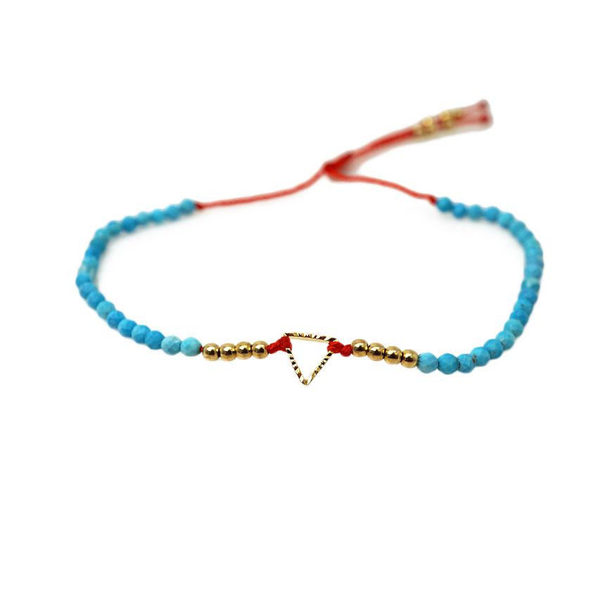 Pulseras beads mini con dije metal (triangulo o corazon)
