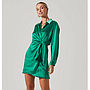 Satin Wrap Mini Dress (Green)